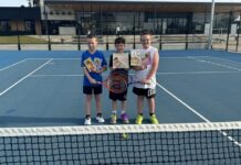 Ash Barty serves to Playford